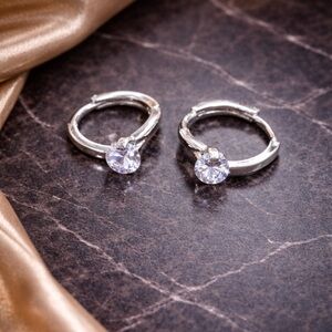Dazzling Silver Crystal Hoop Earrings